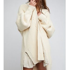 Free People Nightingale Open Cardigan in Ivory